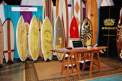ArtCo Surf staffers arranged their artisan boards in a surfer-style living room space.