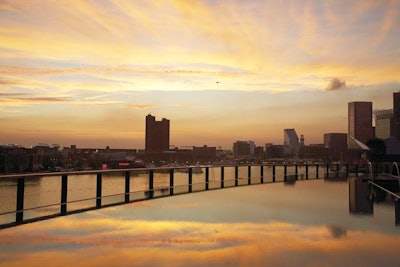 The property offers an outdoor pool overlooking the new Harbor East neighborhood.