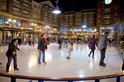 Corporate groups of as many as 100 can buy out the ice rink at Pentagon Row.