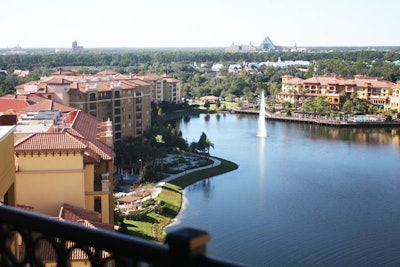 The Horizon Boardroom has a small balcony with views of nearby Walt Disney World.