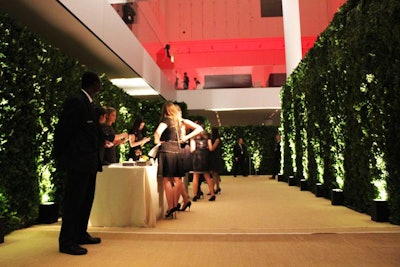 As an elegant but understated way to carve out an entrance on the 54th Street side of the Museum of Modern Art, the producers erected hedge walls around the check-in desk and celebrity arrival area.