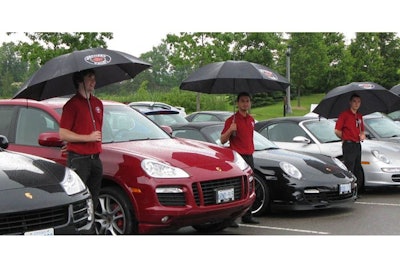 Keeping the Porsches dry at Copper Creek event