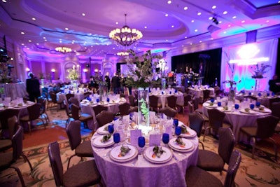 Guests dined in the main ballroom at the Ritz-Carlton Coconut Grove.