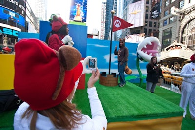 Much like the game, the last stop inside the Super Mario 3D Land three-dimensional setting was a flag pole where visitors could pose for photos.