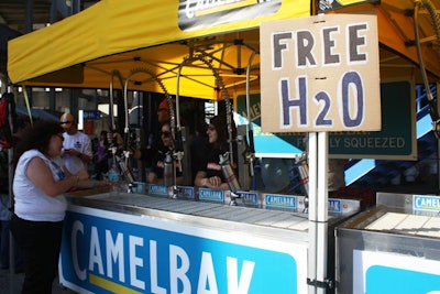 Sponsor Camelbak set up two stations to refill attendees water bottles for free.