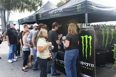Monster Energy handed out samples of its beverage products.