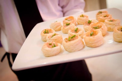 Restaurant Associates, the museum's in-house caterer, provided passed appetizers during the cocktail reception. Options included roasted pork tenderloin with apricot chutney on toasted brioche.