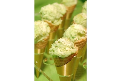 Pistachio cheesecake cones are on the holiday menu from Fresh Catering and Events.