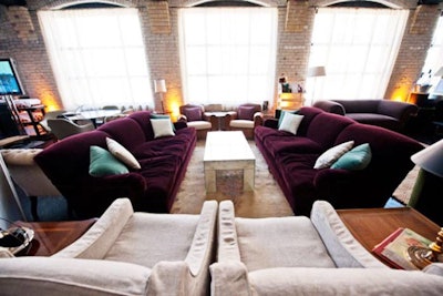 The third-floor space has the same layout as the fourth floor, but it comes with sheer drapes on the windows.