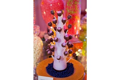 Trees of peppermint chocolate truffle pops topped the dessert buffets.