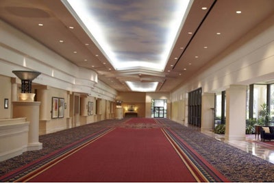The 12,000-square-foot reception foyer connects directly to a dedicated group entrance and provides ample space for attendee registration and networking.