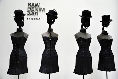 G-Star's own atelier in Amsterdam created handcrafted denim costumes and objects for a traveling exhibition titled “RAW Art Series.”