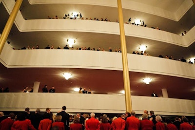 Guests filled the three reception floors of the opera house for champagne cocktails after the performance until the dinner space opened.