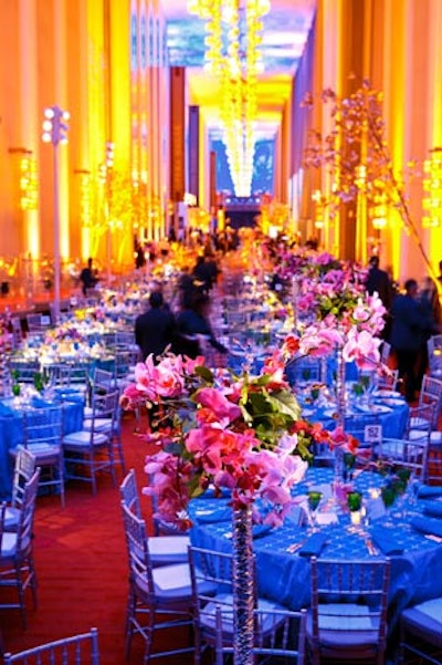 Campbell, Peachey, and Associates designed the supper dance portion of the evening with brightly colored linens and lighting.