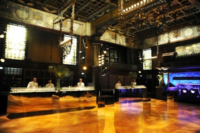 Cocktails were served along the Armory's entire horizontal entranceway, and the organizers erected bars in the historical rooms at the side.