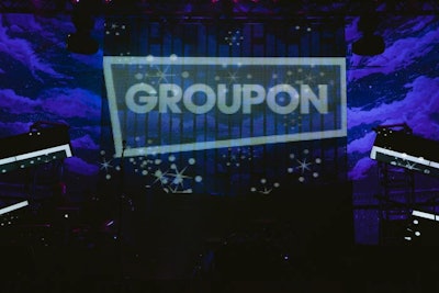 The Groupon logo appeared throughout the space.