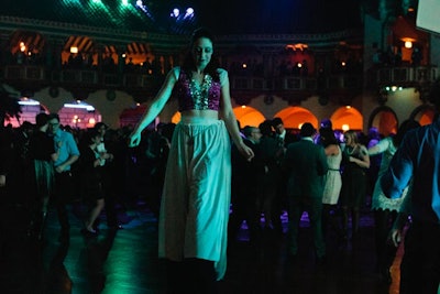 Stilt walkers from Forms in Motion roamed the party.