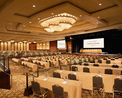 The Los Angeles Ballroom at Hyatt Regency Century Plaza Hotel Los Angeles, pictured here as it has stood for 45 years, is undergoing a $1.3 million renovation.