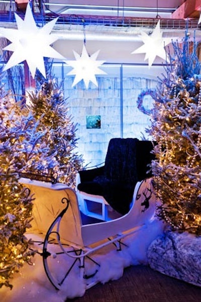 Guests could pose for photographs in a sleigh at the entrance.