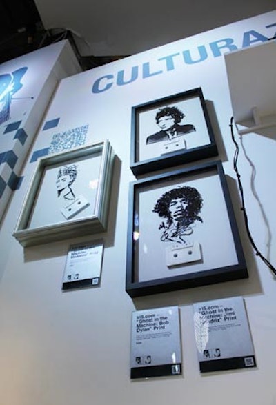The store also has an area for what it calls the 'culturazzi,' the culture-focused Wired reader, which includes a soundproof, egg-shaped chair for watching TV, images of Bob Dylan, Jimi Hendrix, and Madonna made from cassette tape (pictured), and headphones.