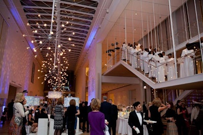 Heffernan Morgan Ronsley's star-like light fixtures hung from the ceiling of the wing's Griffin Court.