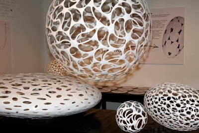 The Moss Gallery highlighted a solo exhibition of work by Dr. Haresh Lalvani titled 'Mass Customization of Emergent Designs,' featuring his work with decoding the morphological genome.