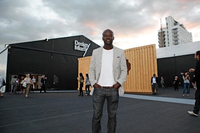 London-based architect David Adjaye, this year's Design Miami designer of the year, mixed with guests in front of his installation 'Genesis.'