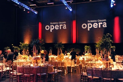 The Lynn Wolfson stage doubled as a space for the night's sit-down dinner catered by Barton G.
