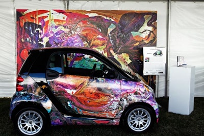 Los Angeles-based artist Lana Gomez used her specialization in large-scale paintings to create a wrap for a Smart car at the event.