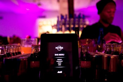 To integrate Hard Rock Hotels branding at the bar, the producers loaded iPads with a slideshow that displayed the cocktail menu and photos of the various properties.