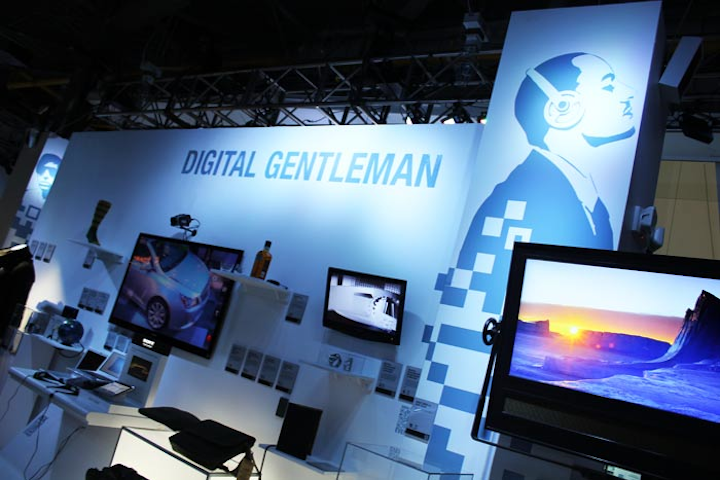Expanding on the categories introduced at last year's pop-up, Wired arranged products into vignettes based around seven personality types. For instance, the 'digital gentleman' section holds an Andrew Marc leather jacket, a Caretta desk with multiple power outlets, Gentleman Jack whiskey, and a Sony high-definition 3D camcorder.