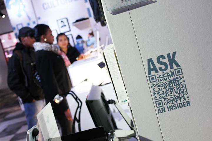 Fittingly, the technology magazine has QR codes littered throughout its store, pointing visitors to various sites for information. Each product on display is accompanied by a glyph that, when scanned, directs users to the site where they can purchase the goods.