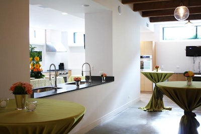 Healthy cooking classes take place in the learning kitchen, which can hold more than 100 standing guests or seat around 60.