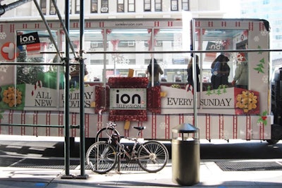 ION's festive mobile candy truck parked outside of the network's advertising clients' office buildings.