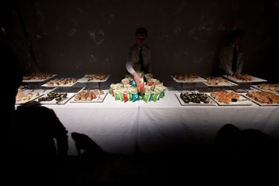 Prior to the start of the early afternoon presentation, Speedo tapped Great Performances to serve a buffet-style lunch of sandwiches, chips, and various sweets.