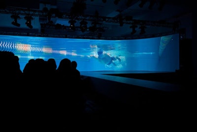 To introduce the four choreographed routines of the fashion presentation, each of which focused on a specific Speedo lifestyle, the producers played unique Watchout videos with different lighting and music.
