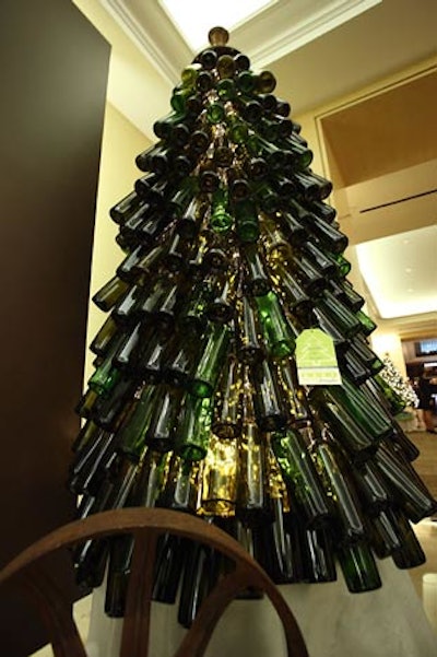Students from the Corcoran College of Art and Design created a tree crafted from recycled wine bottles.