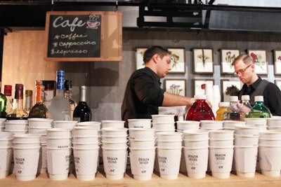 Staffers served hot beverages to guests in branded cups in the coffee shop.