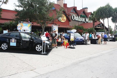 In Orlando, Filter Creative Group placed the cars and activities in front of the Bass Pro Shops to catch shoppers as they entered and exited the store.