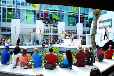 Spectators stood alongside the 37-foot-long runway built on Lincoln Road to watch the show.