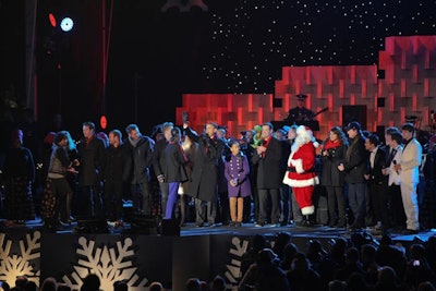 The first family joined the night's performers and Santa Claus on stage to sing 'Jingle Bells' and 'Winter Wonderland' for the show's finale.