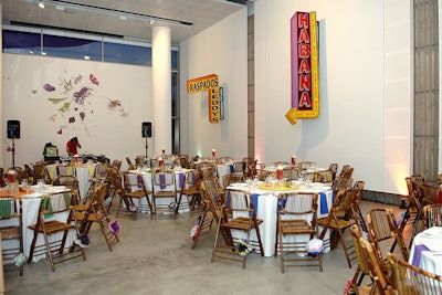 Pavilion—dinner seating coordinated with exhibition art.