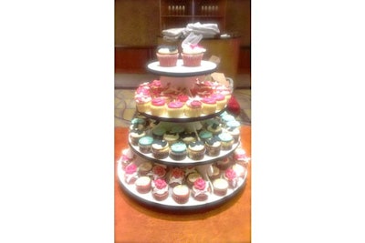 Roses, bows, and dresses “design display” wedding cupcake tower