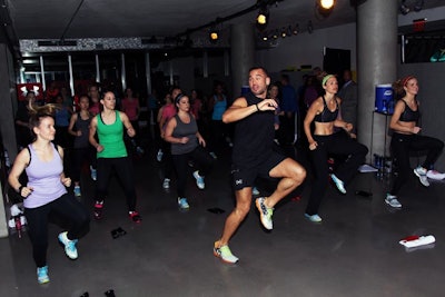 Trainer Keoni Hudoba led about 30 editors in a custom workout dubbed 'Drench.'