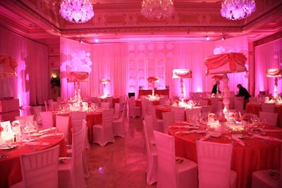 The organization draped the Donald J. Trump grand ballroom with pink decor.