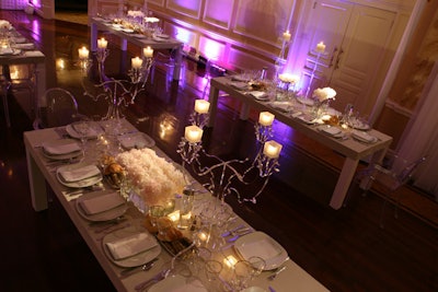 A clean, modern look with finished tables and Lucite Centerpieces