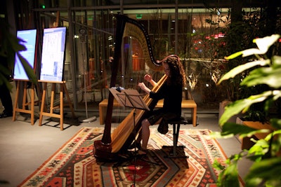 A harpist performed as donors entered the weekend receptions.