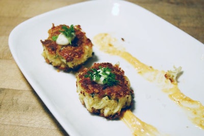 Guests helped themselves to bite-size crab cakes.