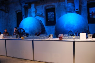 At the bar, bartenders served the night's cocktail, dubbed the 'Walrus Ice Floe,' a libation made with vodka, cointreau, and white cranberry juice.
