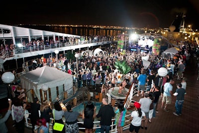 Musical acts performed until 3 a.m. on the main, open-air pool deck.